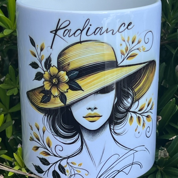 Custom Made Chic Lady with Floral Hat Ceramic Mug (11 oz) - Picture 2 of 5